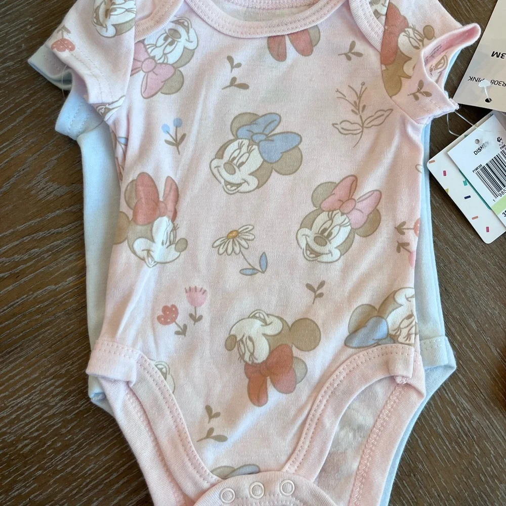 Disney Baby Pink and White Onesies 3 Pack